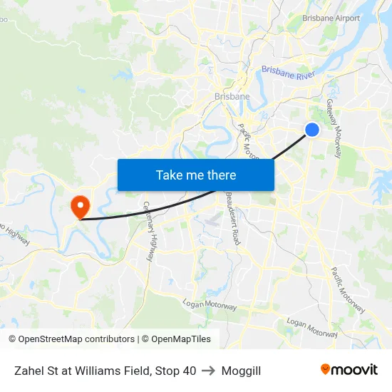 Zahel St at Williams Field, Stop 40 to Moggill map