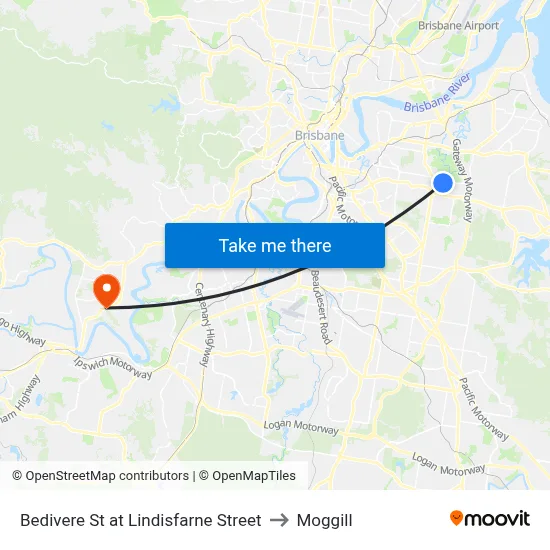 Bedivere St at Lindisfarne Street to Moggill map