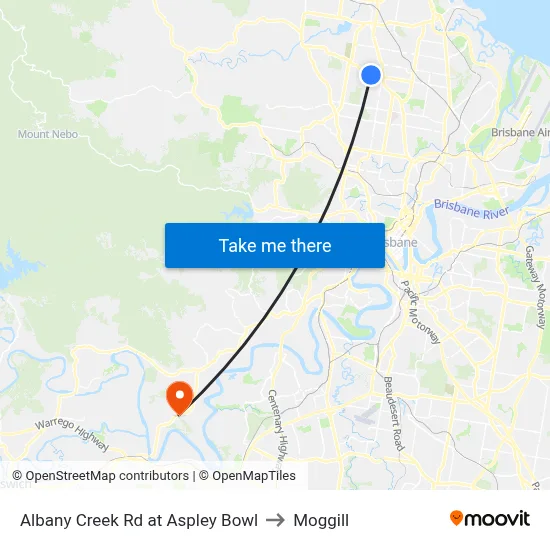 Albany Creek Rd at Aspley Bowl to Moggill map