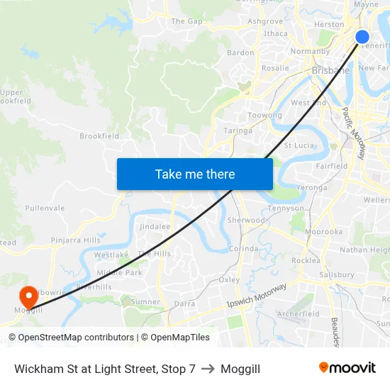 Wickham St at Light Street, Stop 7 to Moggill map