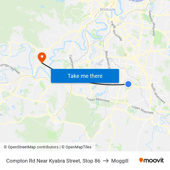 Compton Rd Near Kyabra Street, Stop 86 to Moggill map