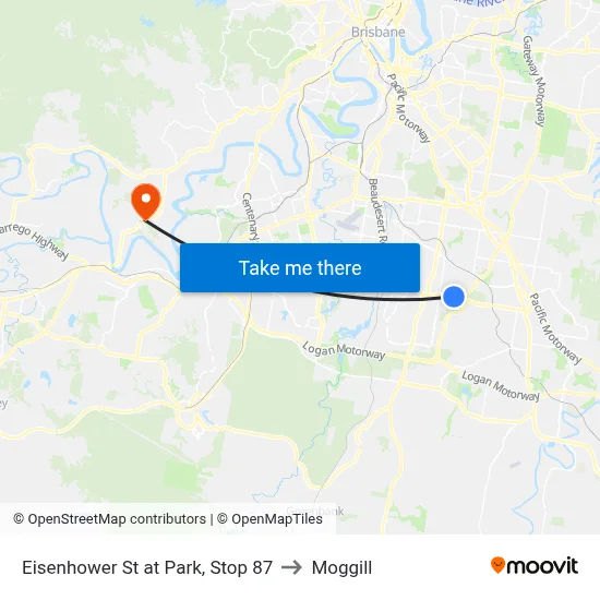Eisenhower St at Park, Stop 87 to Moggill map