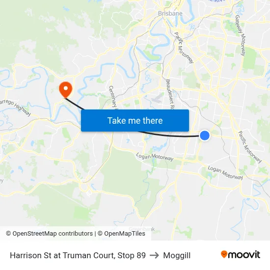 Harrison St at Truman Court, Stop 89 to Moggill map