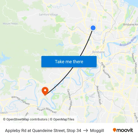 Appleby Rd at Quandeine Street, Stop 34 to Moggill map