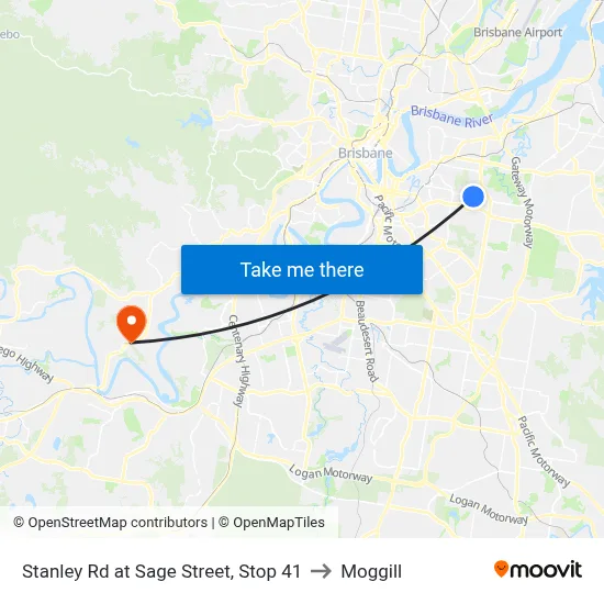 Stanley Rd at Sage Street, Stop 41 to Moggill map
