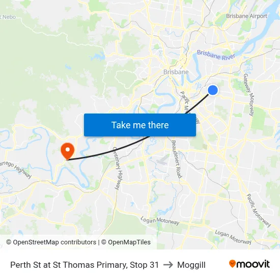 Perth St at St Thomas Primary, Stop 31 to Moggill map