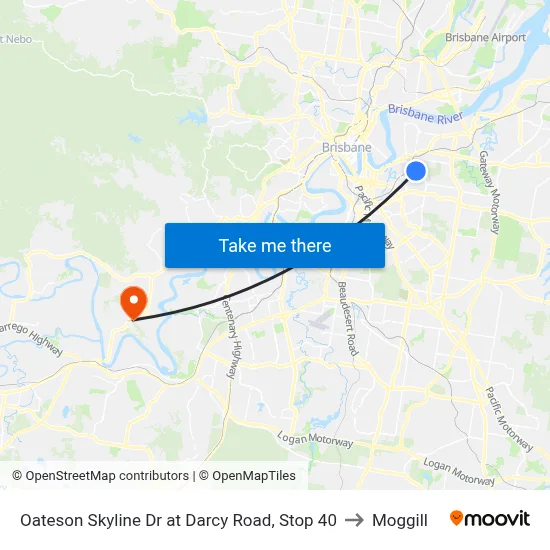 Oateson Skyline Dr at Darcy Road, Stop 40 to Moggill map
