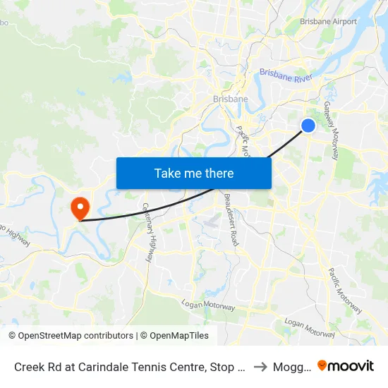 Creek Rd at Carindale Tennis Centre, Stop 46 to Moggill map