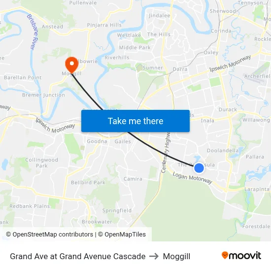 Grand Ave at Grand Avenue Cascade to Moggill map
