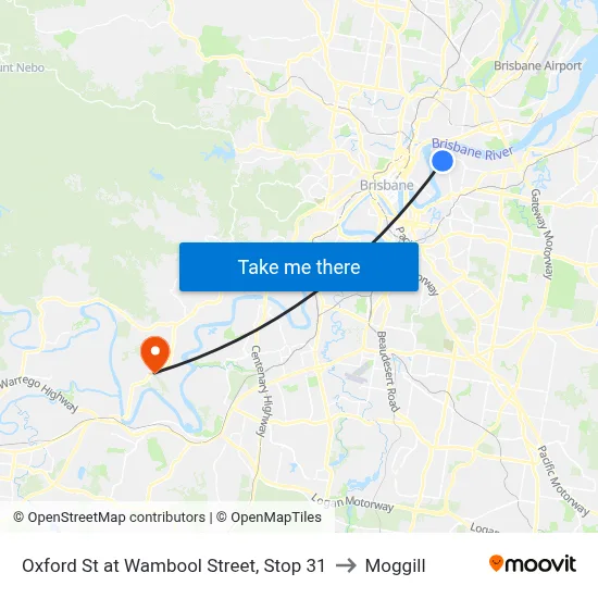 Oxford St at Wambool Street, Stop 31 to Moggill map