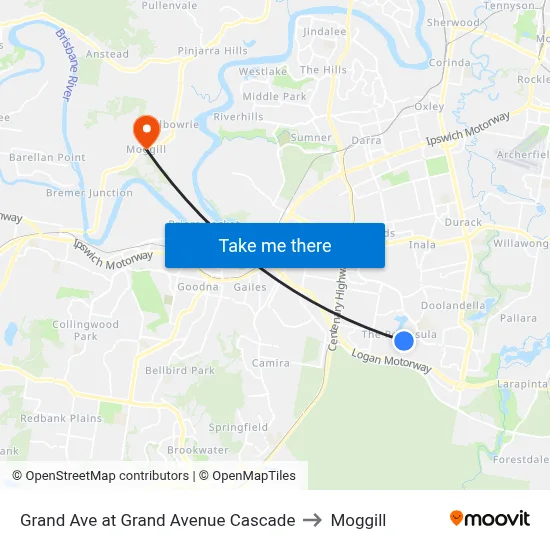 Grand Ave at Grand Avenue Cascade to Moggill map