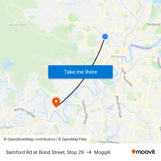 Samford Rd at Bond Street, Stop 29 to Moggill map