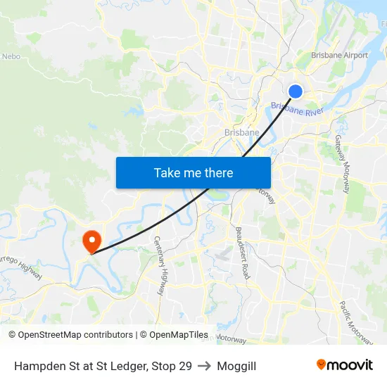 Hampden St at St Ledger, Stop 29 to Moggill map