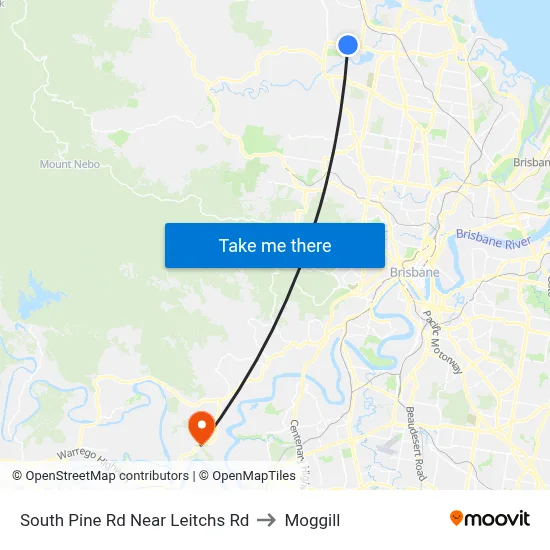 South Pine Rd Near Leitchs Rd to Moggill map
