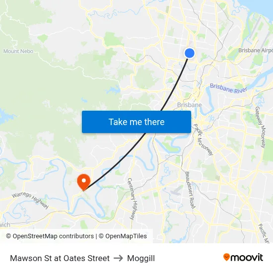 Mawson St at Oates Street to Moggill map