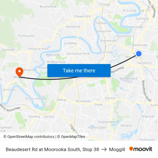Beaudesert Rd at Moorooka South, Stop 38 to Moggill map