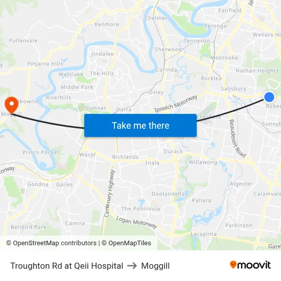 Troughton Rd at Qeii Hospital to Moggill map