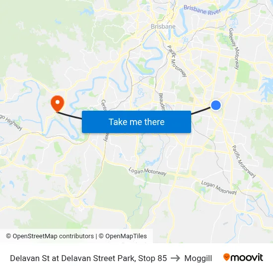 Delavan St at Delavan Street Park, Stop 85 to Moggill map