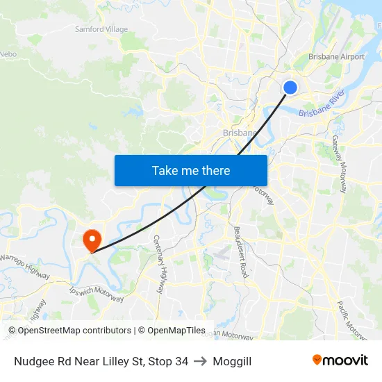 Nudgee Rd Near Lilley St, Stop 34 to Moggill map