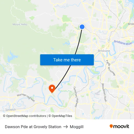 Dawson Pde at Grovely Station to Moggill map