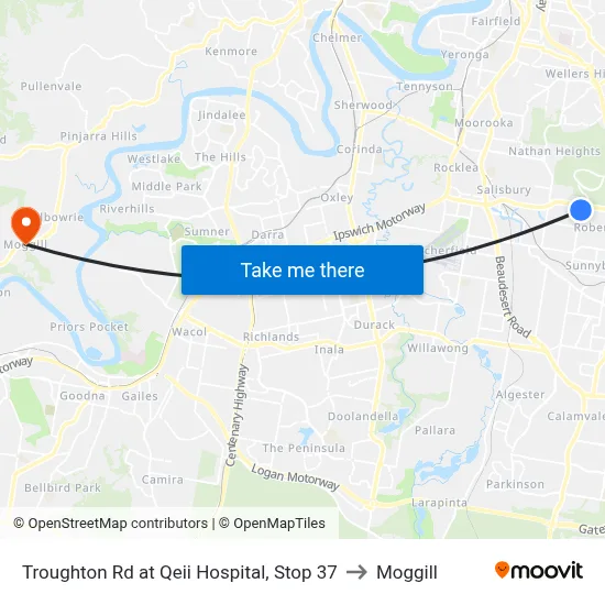 Troughton Rd at Qeii Hospital, Stop 37 to Moggill map
