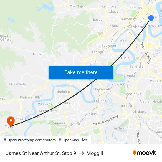 James St Near Arthur St, Stop 9 to Moggill map