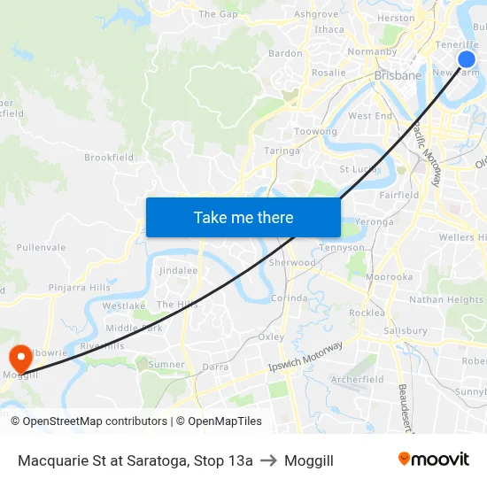 Macquarie St at Saratoga, Stop 13a to Moggill map