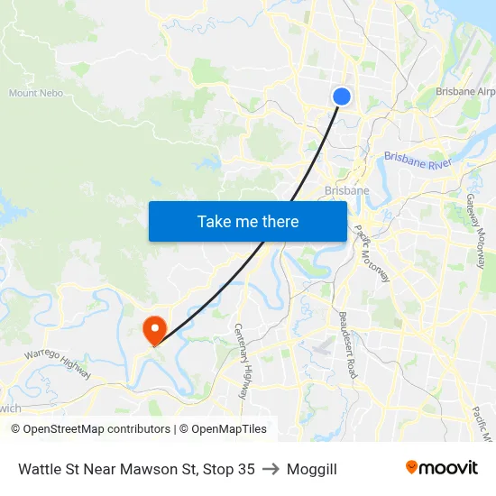 Wattle St Near Mawson St, Stop 35 to Moggill map