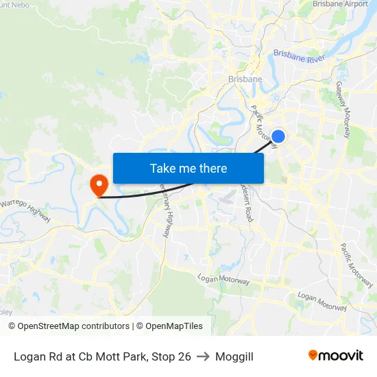 Logan Rd at Cb Mott Park, Stop 26 to Moggill map