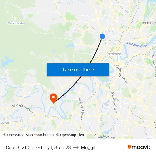 Cole St at Cole - Lloyd, Stop 28 to Moggill map