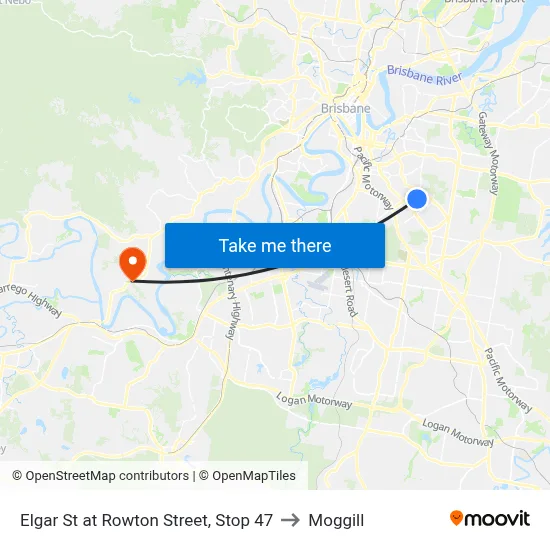 Elgar St at Rowton Street, Stop 47 to Moggill map