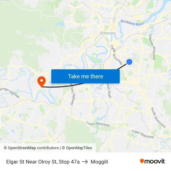 Elgar St Near Olroy St, Stop 47a to Moggill map