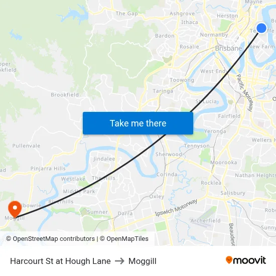 Harcourt St at Hough Lane to Moggill map
