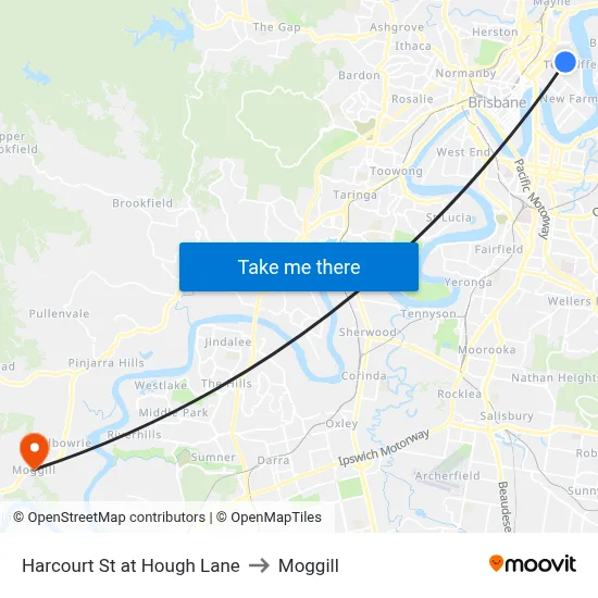 Harcourt St at Hough Lane to Moggill map