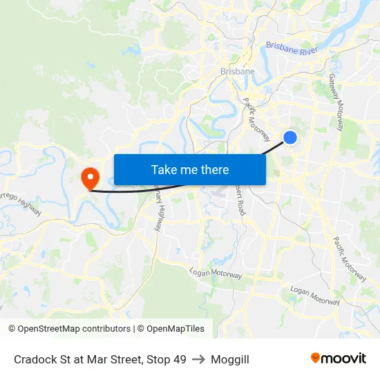 Cradock St at Mar Street, Stop 49 to Moggill map