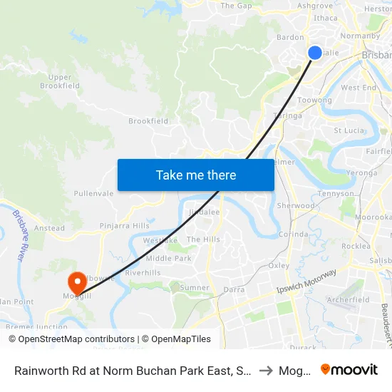 Rainworth Rd at Norm Buchan Park East, Stop 12 to Moggill map