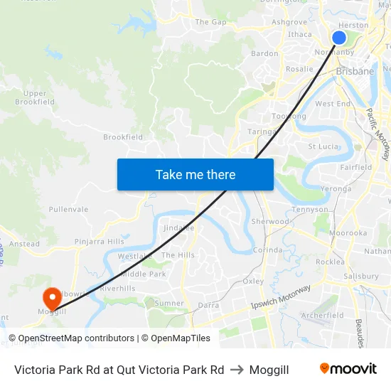 Victoria Park Rd at Qut Victoria Park Rd to Moggill map