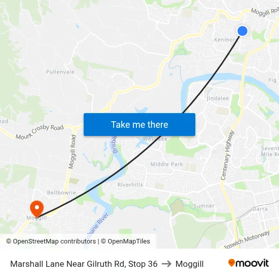Marshall Lane Near Gilruth Rd, Stop 36 to Moggill map
