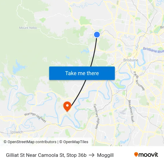 Gilliat St Near Camoola St, Stop 36b to Moggill map