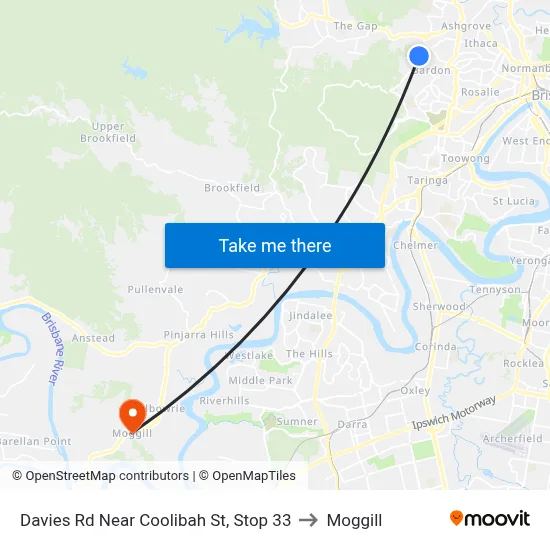 Davies Rd Near Coolibah St, Stop 33 to Moggill map