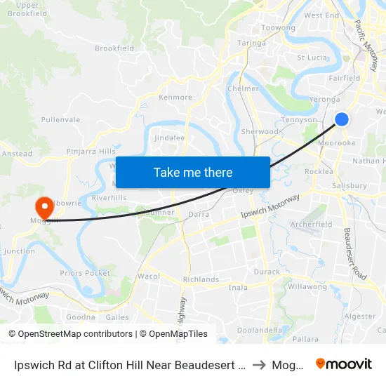 Ipswich Rd at Clifton Hill Near Beaudesert Rd to Moggill map
