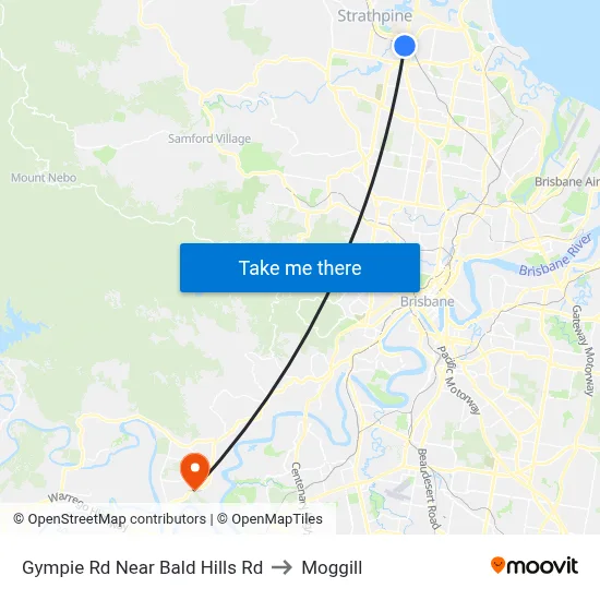 Gympie Rd Near Bald Hills Rd to Moggill map