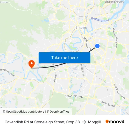 Cavendish Rd at Stoneleigh Street, Stop 38 to Moggill map