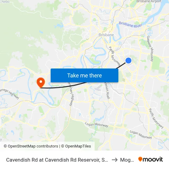 Cavendish Rd at Cavendish Rd Reservoir, Stop 40 to Moggill map