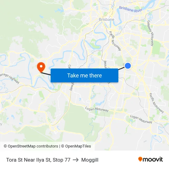 Tora St Near Ilya St, Stop 77 to Moggill map
