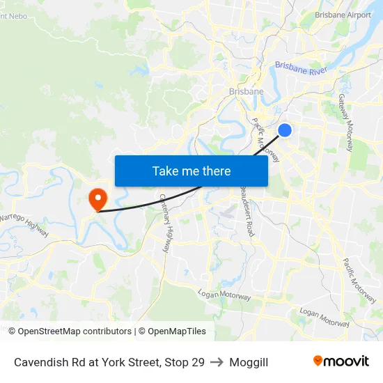 Cavendish Rd at York Street, Stop 29 to Moggill map