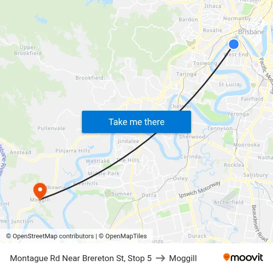Montague Rd Near Brereton St, Stop 5 to Moggill map
