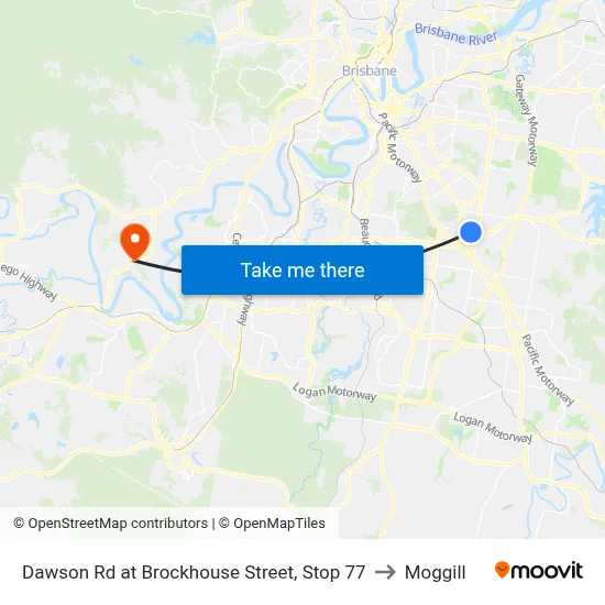 Dawson Rd at Brockhouse Street, Stop 77 to Moggill map