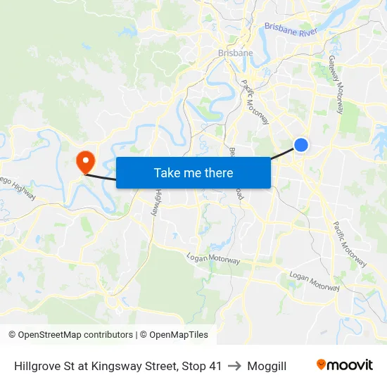 Hillgrove St at Kingsway Street, Stop 41 to Moggill map
