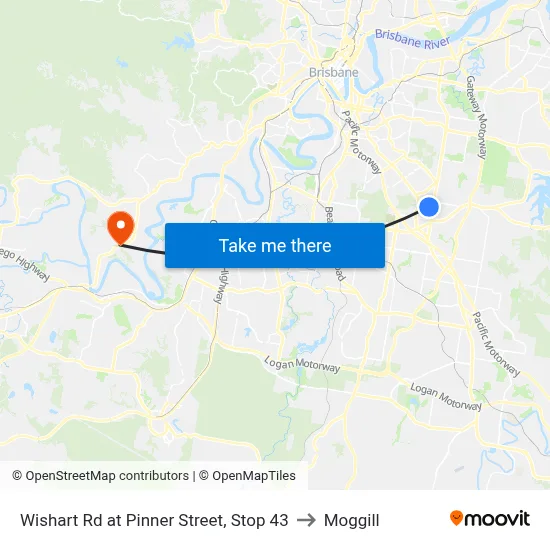 Wishart Rd at Pinner Street, Stop 43 to Moggill map